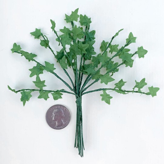 12 Green Mini Ivy Branches ~ 5" Long